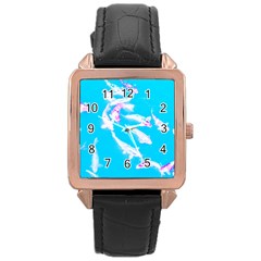 Koi Carp Scape Rose Gold Leather Watch  by essentialimage