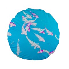 Koi Carp Scape Standard 15  Premium Flano Round Cushions by essentialimage