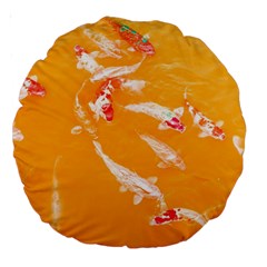 Koi Carp Scape Large 18  Premium Round Cushions by essentialimage