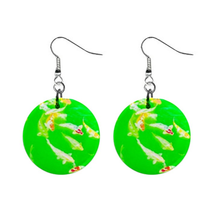 Koi Carp Scape Mini Button Earrings