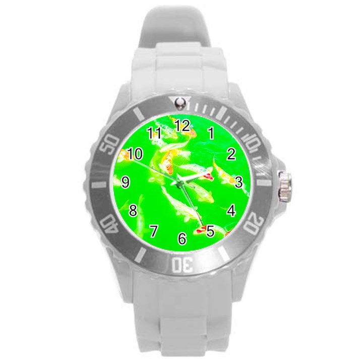 Koi Carp Scape Round Plastic Sport Watch (L)