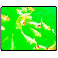 Koi Carp Scape Double Sided Fleece Blanket (medium)  by essentialimage