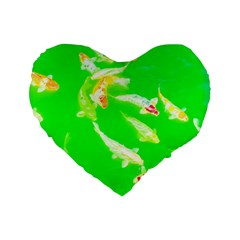 Koi Carp Scape Standard 16  Premium Flano Heart Shape Cushions by essentialimage