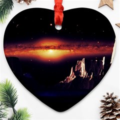 Space Star Galaxies Universe Heart Ornament (two Sides) by Simbadda