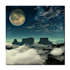 Lunar Landscape Space Mountains Tile Coaster by Simbadda