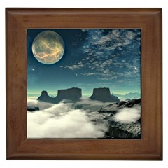 Lunar Landscape Space Mountains Framed Tile by Simbadda