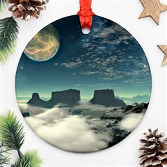 Lunar Landscape Space Mountains Ornament (round) by Simbadda