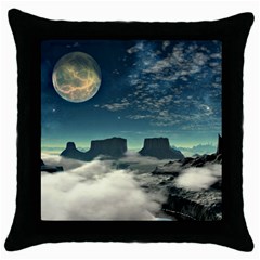 Lunar Landscape Space Mountains Throw Pillow Case (black) by Simbadda