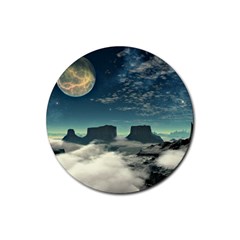 Lunar Landscape Space Mountains Rubber Coaster (round)  by Simbadda