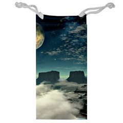 Lunar Landscape Space Mountains Jewelry Bag by Simbadda