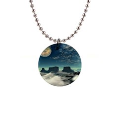 Lunar Landscape Space Mountains 1  Button Necklace by Simbadda