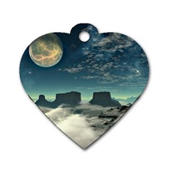 Lunar Landscape Space Mountains Dog Tag Heart (two Sides) by Simbadda