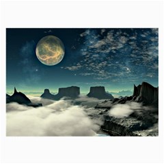 Lunar Landscape Space Mountains Large Glasses Cloth (2 Sides) by Simbadda