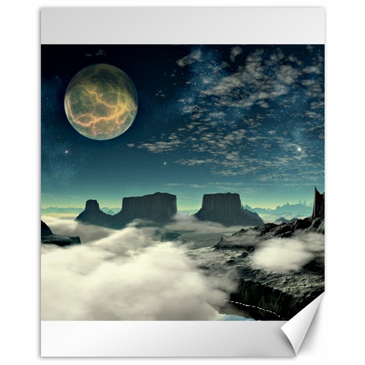 Lunar Landscape Space Mountains Canvas 11  x 14 