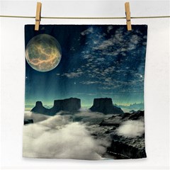 Lunar Landscape Space Mountains Face Towel by Simbadda