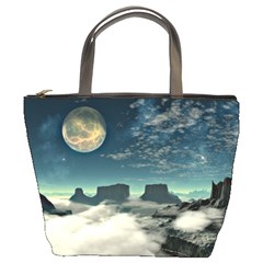 Lunar Landscape Space Mountains Bucket Bag by Simbadda