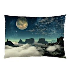 Lunar Landscape Space Mountains Pillow Case by Simbadda