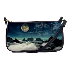 Lunar Landscape Space Mountains Shoulder Clutch Bag by Simbadda