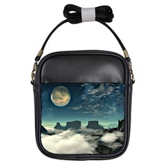 Lunar Landscape Space Mountains Girls Sling Bag by Simbadda