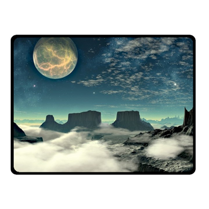 Lunar Landscape Space Mountains Fleece Blanket (Small)