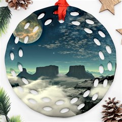 Lunar Landscape Space Mountains Ornament (round Filigree) by Simbadda