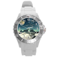 Lunar Landscape Space Mountains Round Plastic Sport Watch (l) by Simbadda