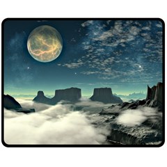 Lunar Landscape Space Mountains Double Sided Fleece Blanket (medium)  by Simbadda