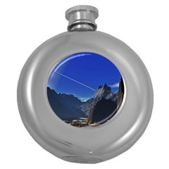 Saturn Landscape Mountains Round Hip Flask (5 Oz) by Simbadda