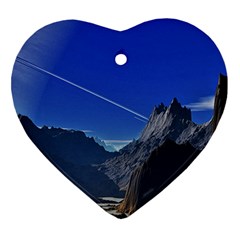 Saturn Landscape Mountains Heart Ornament (two Sides) by Simbadda