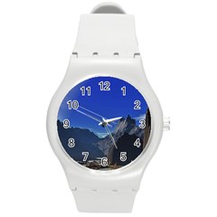 Saturn Landscape Mountains Round Plastic Sport Watch (m) by Simbadda