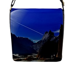 Saturn Landscape Mountains Flap Closure Messenger Bag (l) by Simbadda