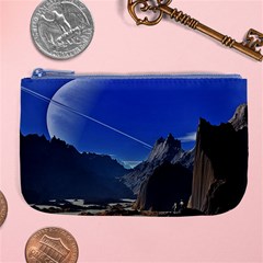 Saturn Landscape Mountains Large Coin Purse by Simbadda