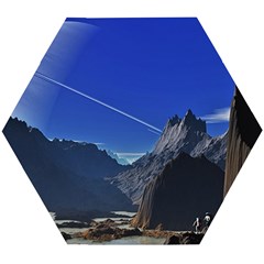 Saturn Landscape Mountains Wooden Puzzle Hexagon