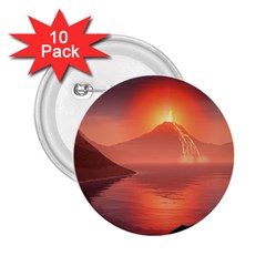 Volcano Lava Landscape Glow Lake 2 25  Buttons (10 Pack)  by Simbadda