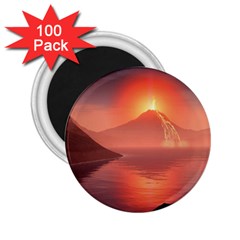 Volcano Lava Landscape Glow Lake 2 25  Magnets (100 Pack)  by Simbadda