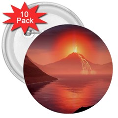 Volcano Lava Landscape Glow Lake 3  Buttons (10 pack) 