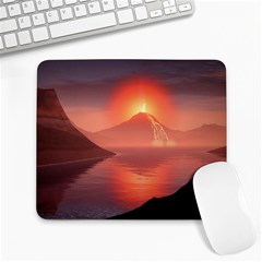 Volcano Lava Landscape Glow Lake Large Mousepads by Simbadda