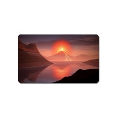 Volcano Lava Landscape Glow Lake Magnet (name Card) by Simbadda