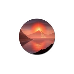 Volcano Lava Landscape Glow Lake Golf Ball Marker by Simbadda