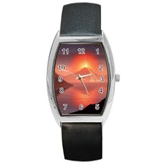 Volcano Lava Landscape Glow Lake Barrel Style Metal Watch