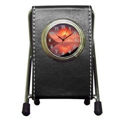 Volcano Lava Landscape Glow Lake Pen Holder Desk Clock by Simbadda