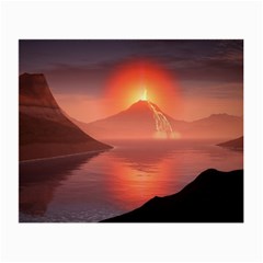 Volcano Lava Landscape Glow Lake Small Glasses Cloth