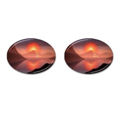 Volcano Lava Landscape Glow Lake Cufflinks (Oval)