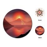 Volcano Lava Landscape Glow Lake Playing Cards Single Design (Round) Front