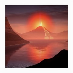 Volcano Lava Landscape Glow Lake Medium Glasses Cloth