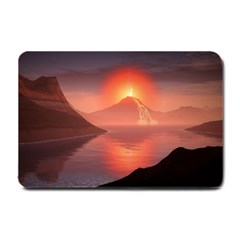 Volcano Lava Landscape Glow Lake Small Doormat  by Simbadda