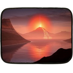 Volcano Lava Landscape Glow Lake Fleece Blanket (Mini)