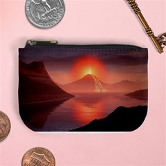 Volcano Lava Landscape Glow Lake Mini Coin Purse by Simbadda