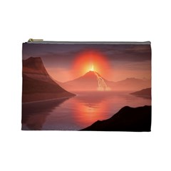 Volcano Lava Landscape Glow Lake Cosmetic Bag (large) by Simbadda