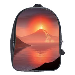 Volcano Lava Landscape Glow Lake School Bag (Large)